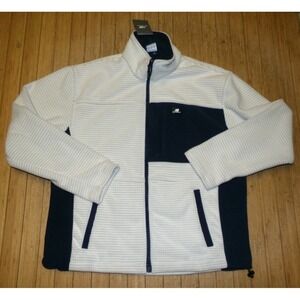NEW BALANCE MENS L/S SOFT SHELL JACKET~CREAM / NAVY~ SZ LRG~NWT